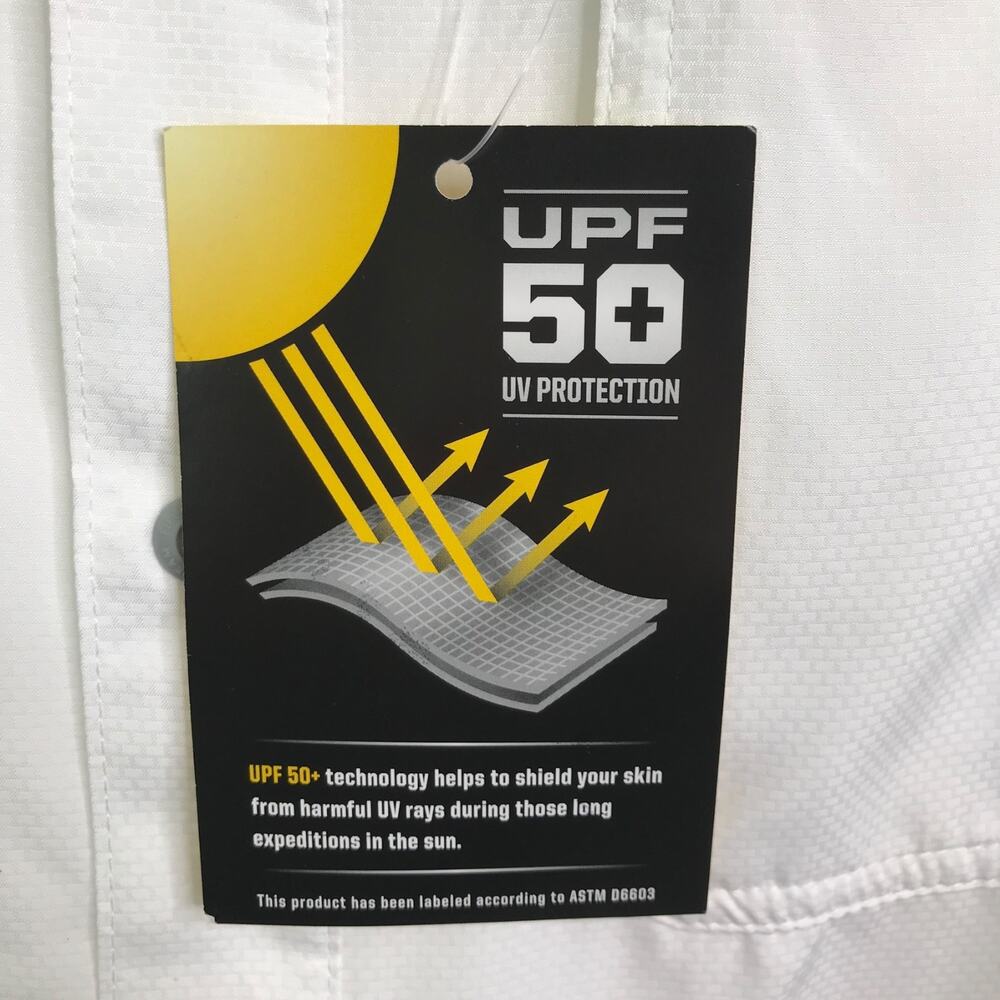 Field & Stream Mens White UPF 50 Fishing Shirt Long Roll Tab Sleeve MD NEW - Picture 8 of 12